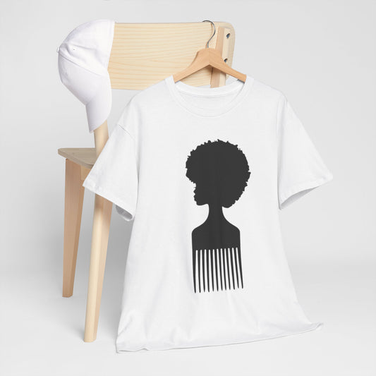 Feminine Afro Comb Tee - Unisex Heavy Cotton T-Shirt